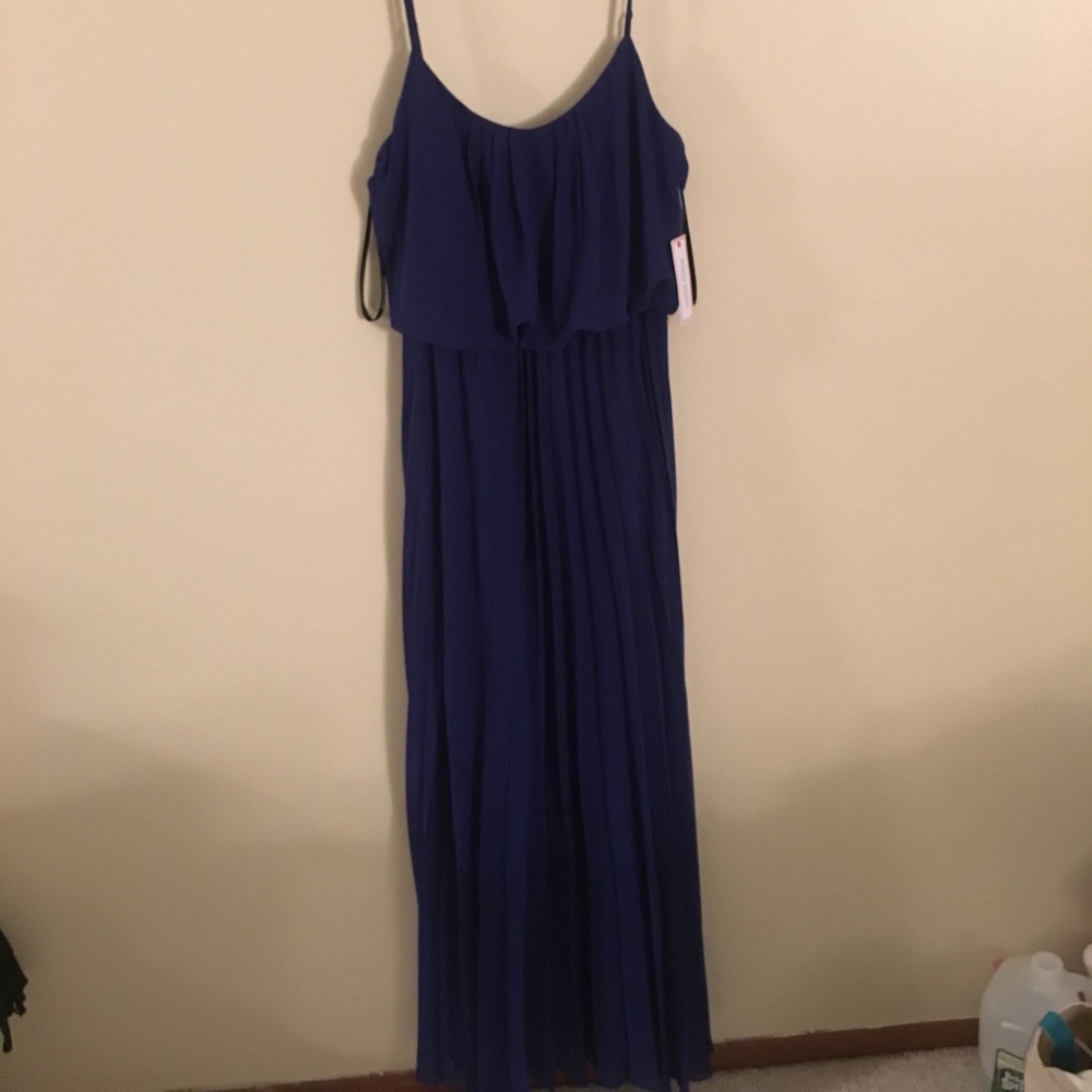 Blue pleated maxi dress